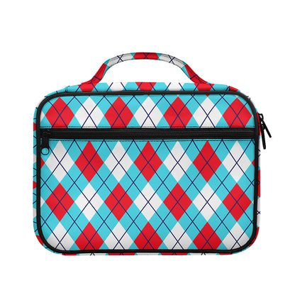 Red Blue And White Argyle Pattern Print Briefcase Bible Bag