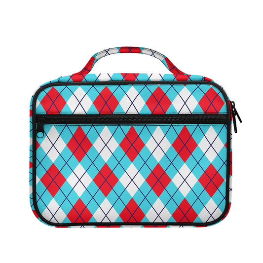 Red Blue And White Argyle Pattern Print Briefcase Bible Bag