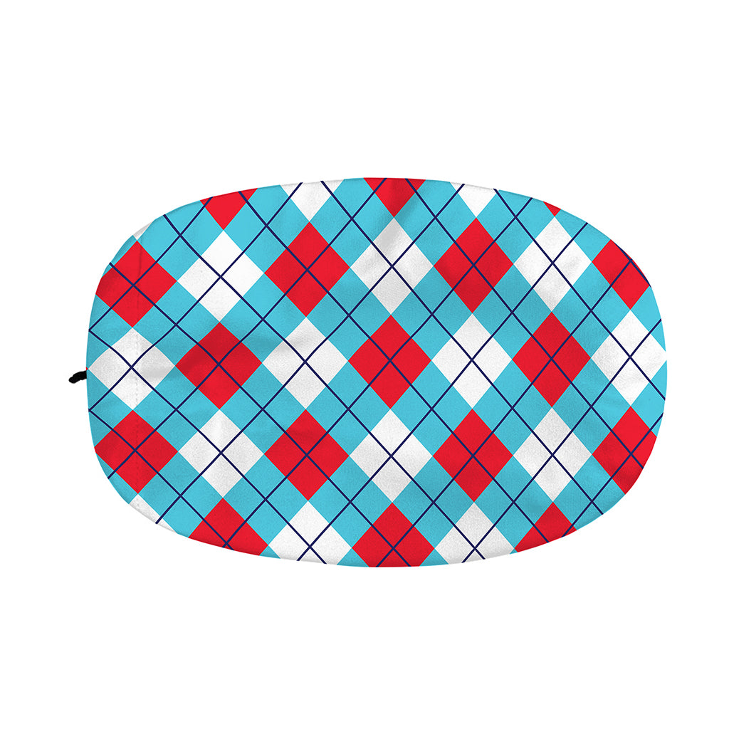 Red Blue And White Argyle Pattern Print Car Side Mirror Covers