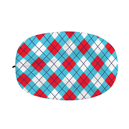 Red Blue And White Argyle Pattern Print Car Side Mirror Covers