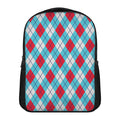 Red Blue And White Argyle Pattern Print Casual Backpack