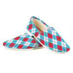 Red Blue And White Argyle Pattern Print Casual Shoes