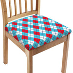Red Blue And White Argyle Pattern Print Chair Cushion Cover