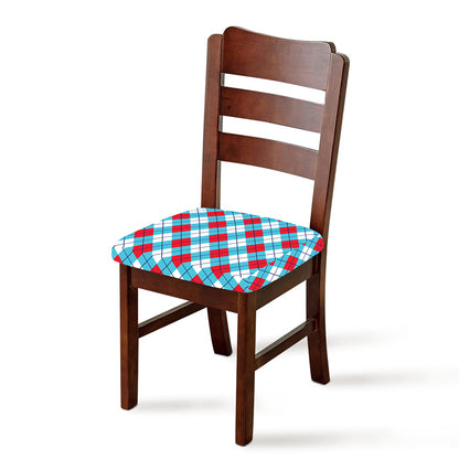 Red Blue And White Argyle Pattern Print Chair Cushion Cover