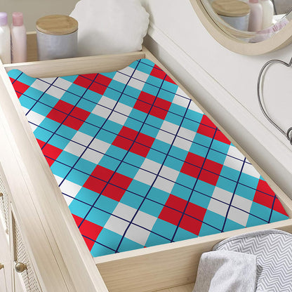 Red Blue And White Argyle Pattern Print Changing Pad Cover