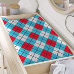 Red Blue And White Argyle Pattern Print Changing Pad Cover