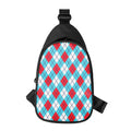 Red Blue And White Argyle Pattern Print Sling Bag