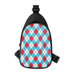 Red Blue And White Argyle Pattern Print Chest Bag