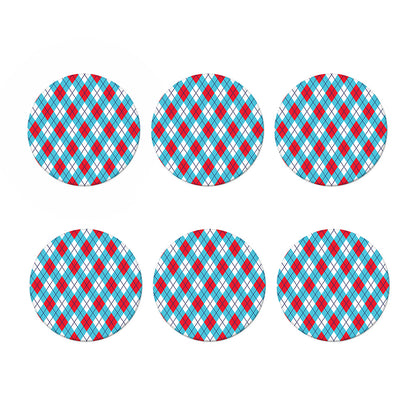 Red Blue And White Argyle Pattern Print Coaster Set