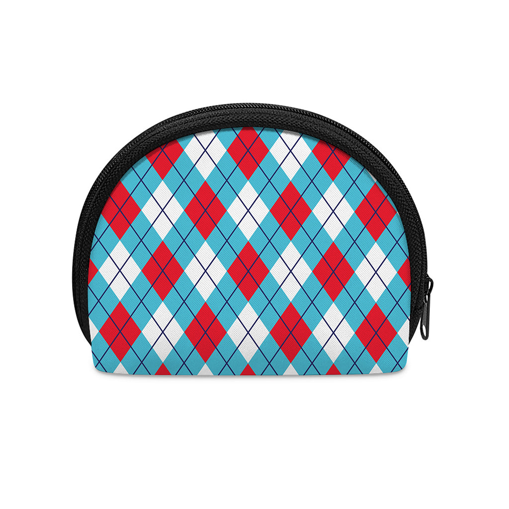 Red Blue And White Argyle Pattern Print Coin Purse