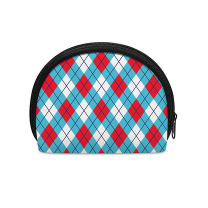 Red Blue And White Argyle Pattern Print Coin Purse