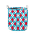 Red Blue And White Argyle Pattern Print Collapsible Laundry Basket