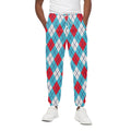 Red Blue And White Argyle Pattern Print Cotton Sweatpants