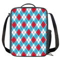 Red Blue And White Argyle Pattern Print Crossbody Lunch Bag