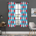Red Blue And White Argyle Pattern Print Grommet Curtain Panels