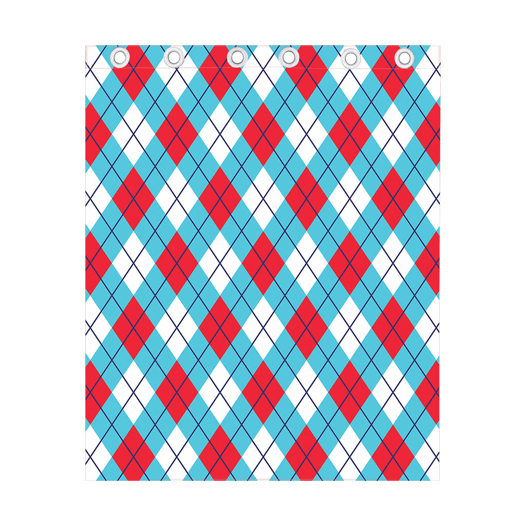 Red Blue And White Argyle Pattern Print Curtain
