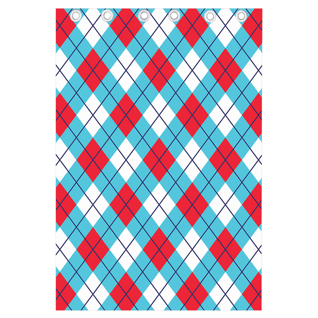 Red Blue And White Argyle Pattern Print Curtain