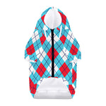 Red Blue And White Argyle Pattern Print Dog Zip Up Hoodie