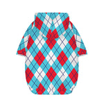 Red Blue And White Argyle Pattern Print Dog Zip Up Hoodie