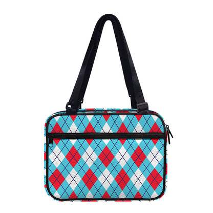 Red Blue And White Argyle Pattern Print Double Strap Bible Bag