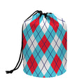 Red Blue And White Argyle Pattern Print Drawstring Makeup Bag