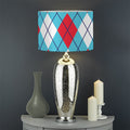 Red Blue And White Argyle Pattern Print Drum Lamp Shade