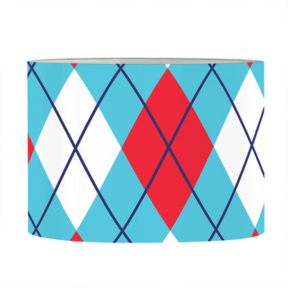 Red Blue And White Argyle Pattern Print Drum Lamp Shade