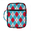 Red Blue And White Argyle Pattern Print Front Pocket Bible Bag