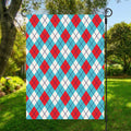 Red Blue And White Argyle Pattern Print Garden Flag