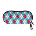 Red Blue And White Argyle Pattern Print Glasses Case