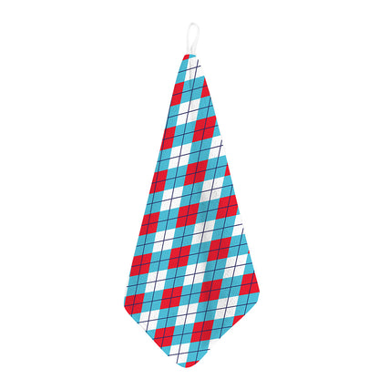Red Blue And White Argyle Pattern Print Hand Towel