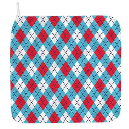 Red Blue And White Argyle Pattern Print Hand Towel