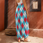 Red Blue And White Argyle Pattern Print Harem Pants