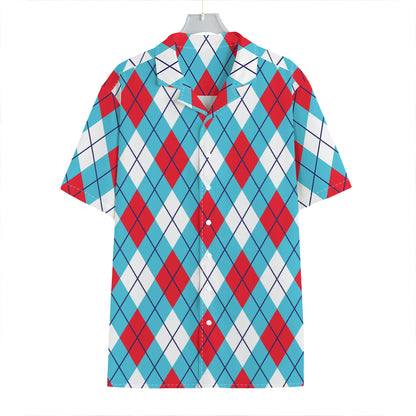 Red Blue And White Argyle Pattern Print Hawaiian Shirt