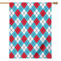 Red Blue And White Argyle Pattern Print House Flag