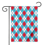 Red Blue And White Argyle Pattern Print House Flag