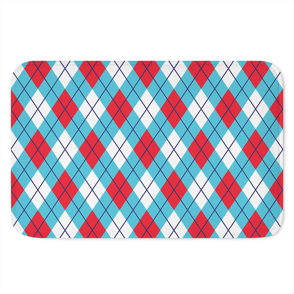 Red Blue And White Argyle Pattern Print Indoor Door Mat