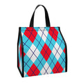Red Blue And White Argyle Pattern Print Insulated Lunch Tote