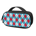 Red Blue And White Argyle Pattern Print Portable Cooler Travel Case