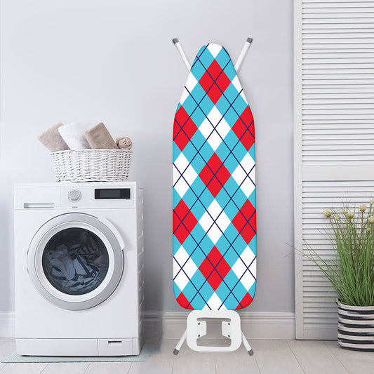 Red Blue And White Argyle Pattern Print Ironing Board Cover