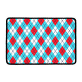 Red Blue And White Argyle Pattern Print Kitchen Mat