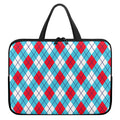 Red Blue And White Argyle Pattern Print Laptop Sleeve With Handle