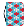 Red Blue And White Argyle Pattern Print Leather Bible Cover