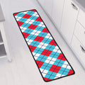 Red Blue And White Argyle Pattern Print Long Kitchen Mat