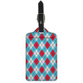 Red Blue And White Argyle Pattern Print Luggage Tag