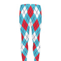 Red Blue And White Argyle Pattern Print Men's Leggings