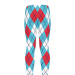 Red Blue And White Argyle Pattern Print Men's leggings