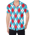 Red Blue And White Argyle Pattern Print Men's Shirt
