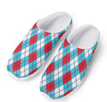 Red Blue And White Argyle Pattern Print Mesh Casual Shoes