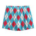 Red Blue And White Argyle Pattern Print Mesh Shorts